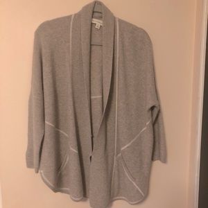 WHITE + WARREN 100% CASHMERE CARDIGAN SOFT TAUPE NWOT